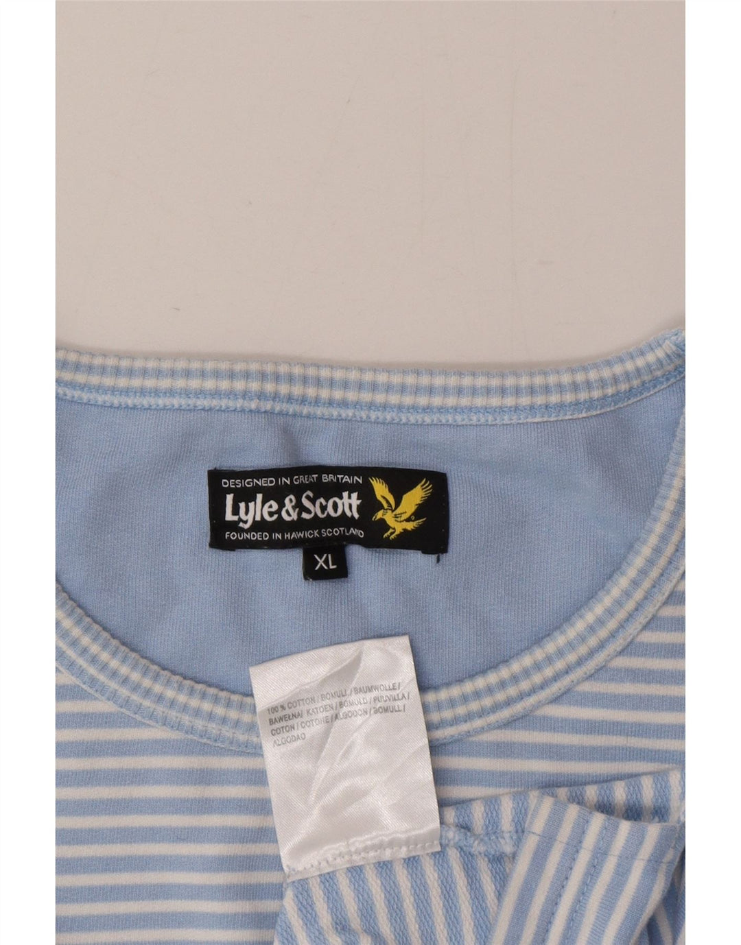 Lyle & Scott Top da uomo a maniche lunghe XL blu gessato