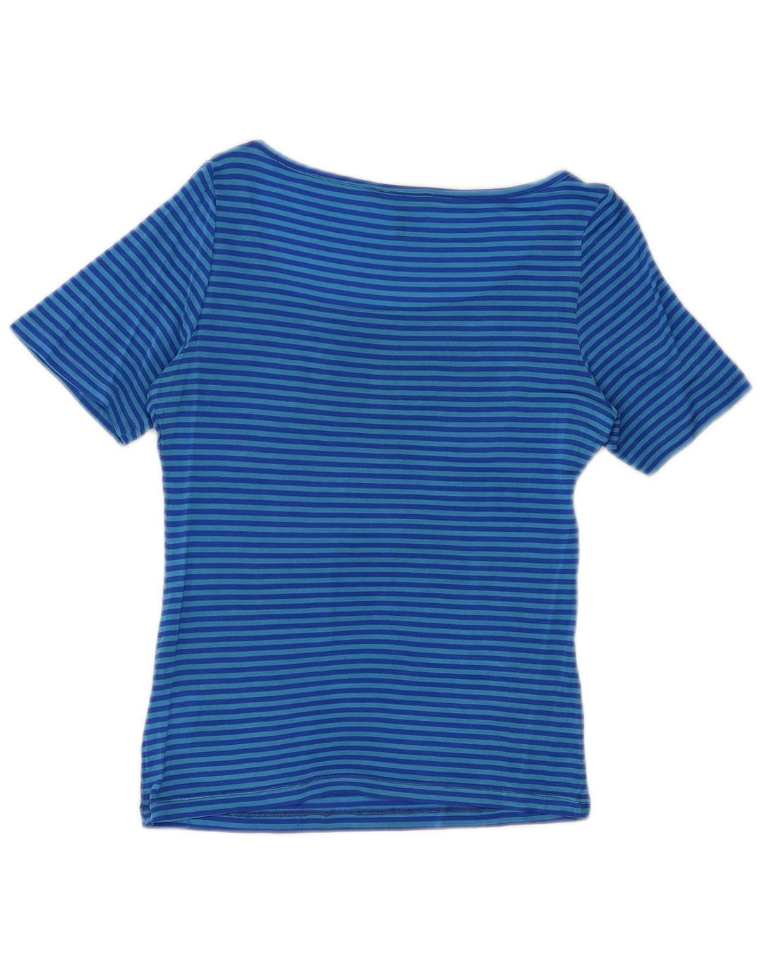 Roccobarocco Womens T-Shirt Top US 8 Medium Blue Striped Acetate