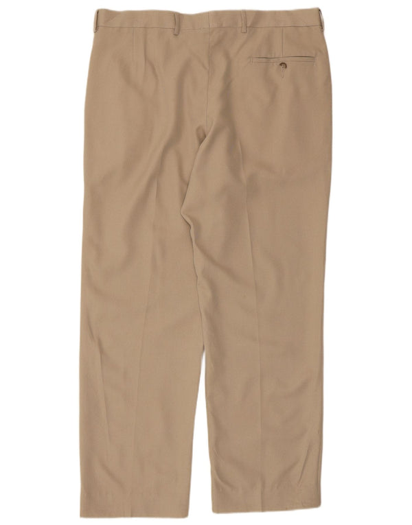 Calça masculina de terno reto Marks & Spencer W34 L31 bege