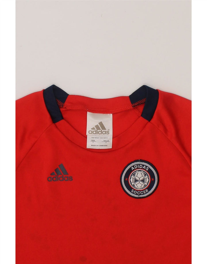 ADIDAS Boys Graphic T-Shirt Top 6-7 Years Red Colourblock Polyester Vintage Adidas and Second-Hand Adidas from Messina Hembry 
