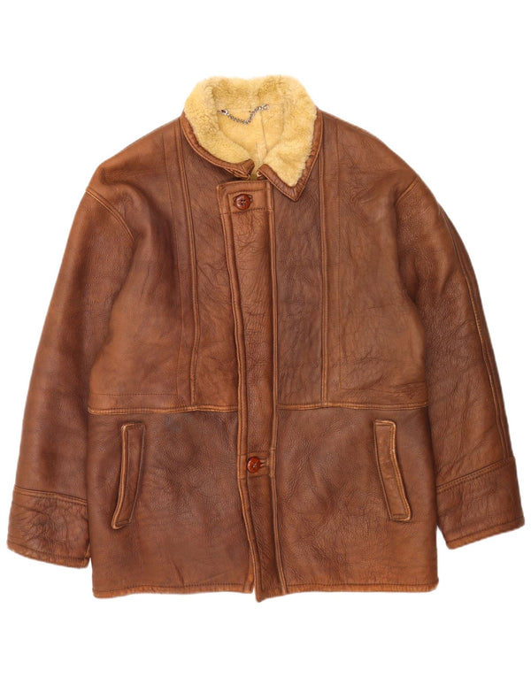 Jaqueta masculina vintage Shearling UK 38 marrom médio