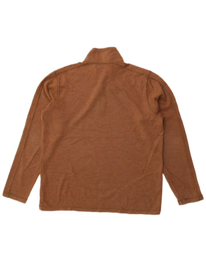 Eddie Bauer Mens Tall Zip Neck Sweatshirt Jumper Large Brown Cotton