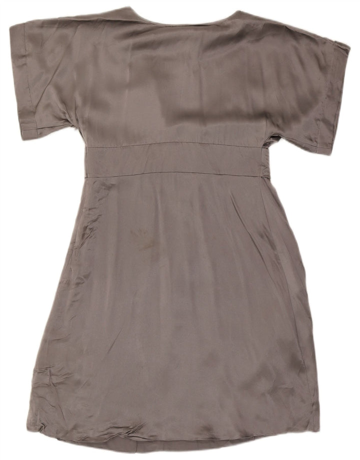 Ted Baker Womens Empire Dress Size 3 Medium Grey Silk