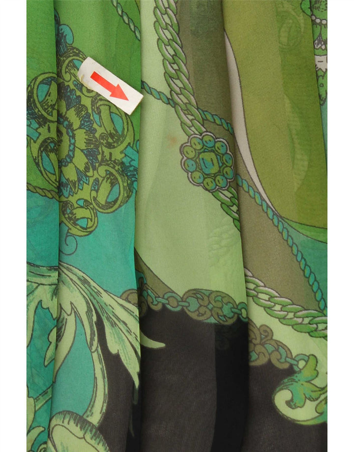 Vintage plisseret nederdel til kvinder med høj talje W30 mellemgrøn patchwork