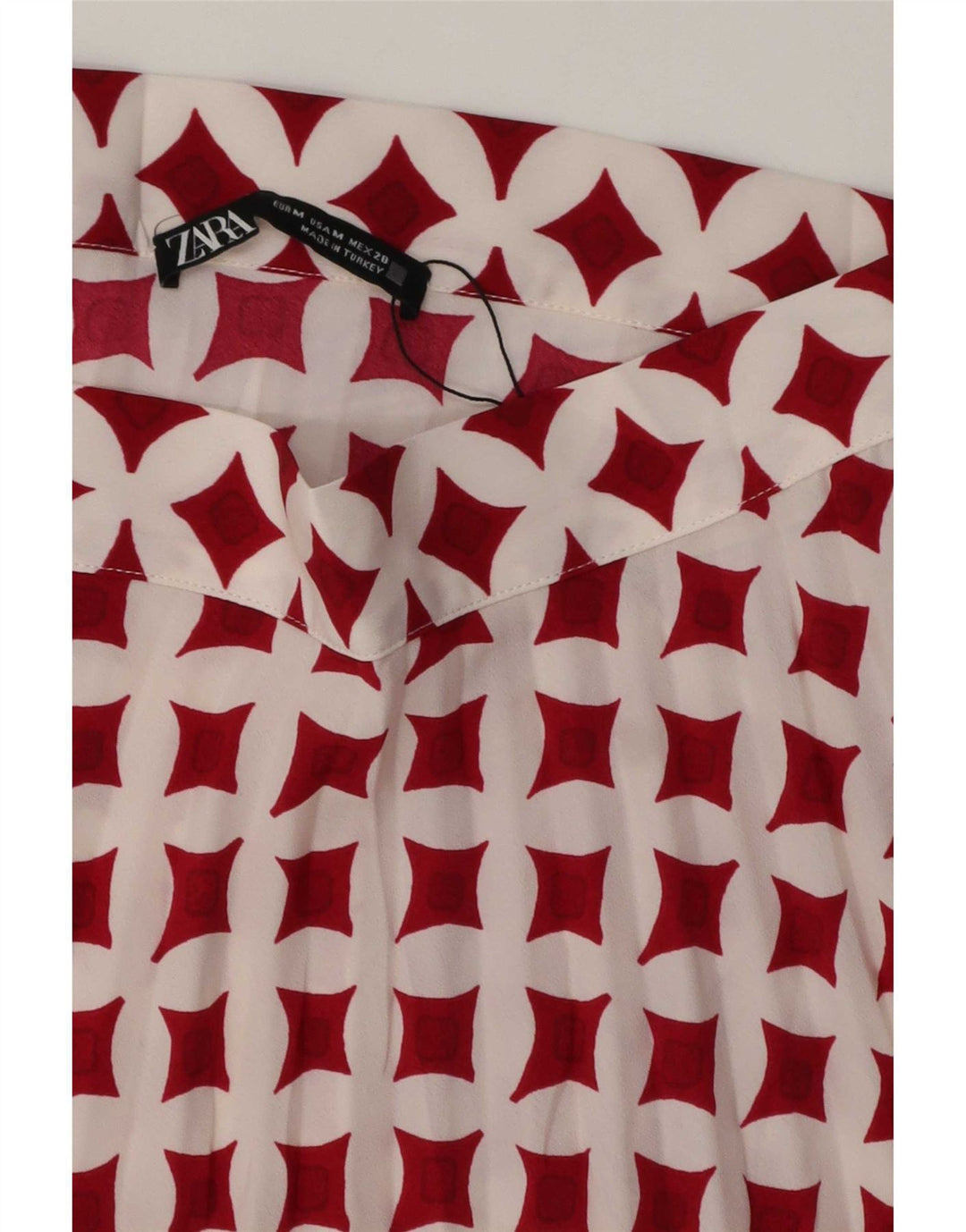 Zara Dame Mini-nederdel Medium W28 Hvid Geometrisk