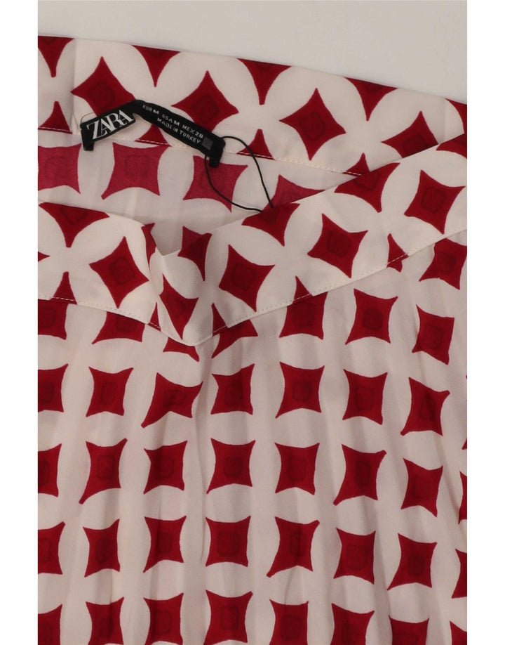 Zara Dame Mini-nederdel Medium W28 Hvid Geometrisk
