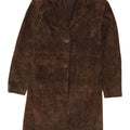 Cappotto vintage in pelle scamosciata da donna UK 14 Marrone medio