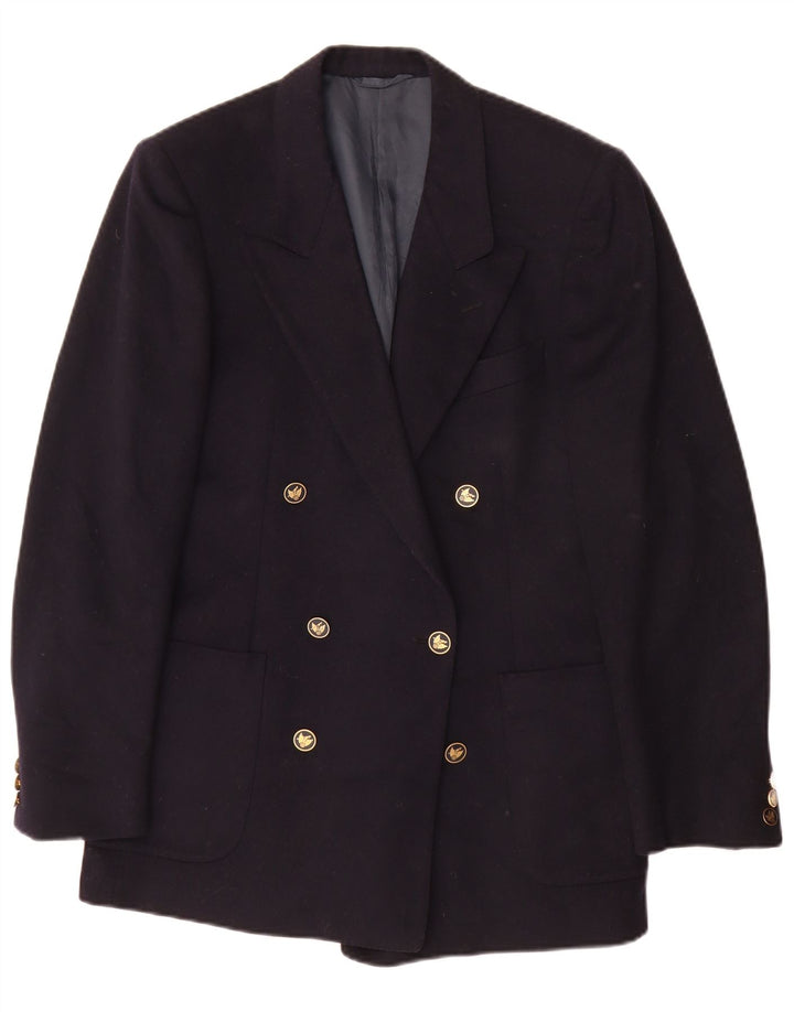 San Remo Mens Double Breasted Blazer Jacket IT 46 Small Navy Blue Wool