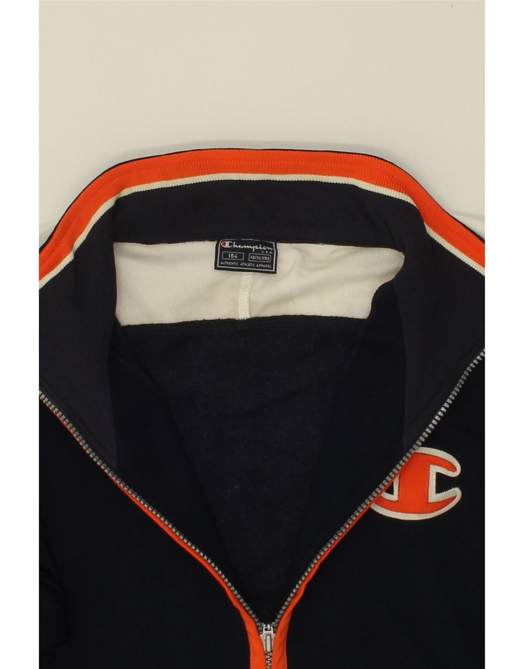 CHAMPION Boys Tracksuit Top Jacket 13-14 Years  Navy Blue Colourblock Vintage Champion and Second-Hand Champion from Messina Hembry 