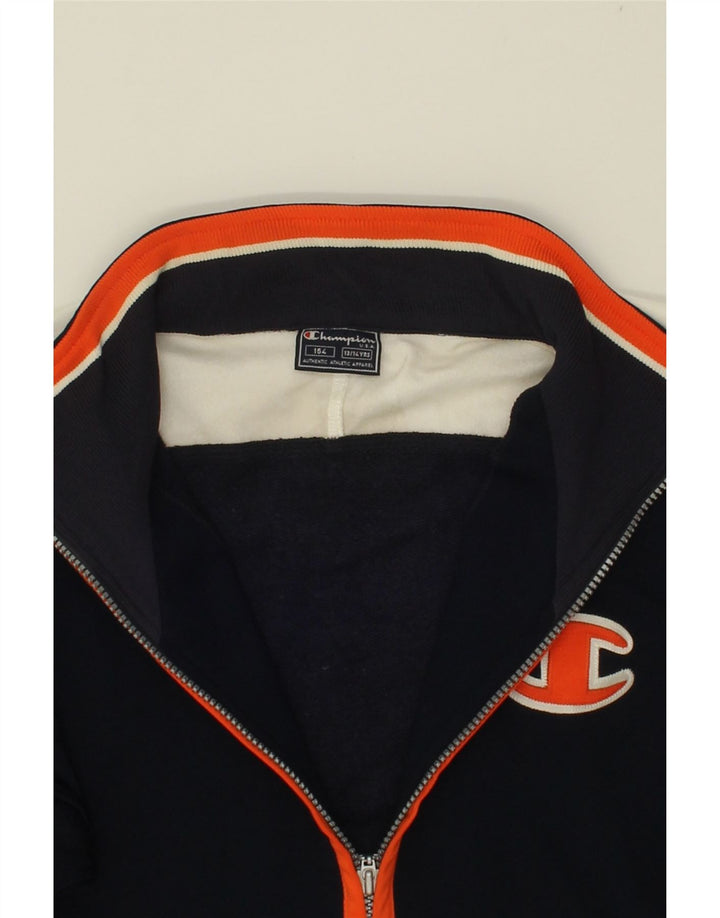 CHAMPION Boys Tracksuit Top Jacket 13-14 Years  Navy Blue Colourblock Vintage Champion and Second-Hand Champion from Messina Hembry 
