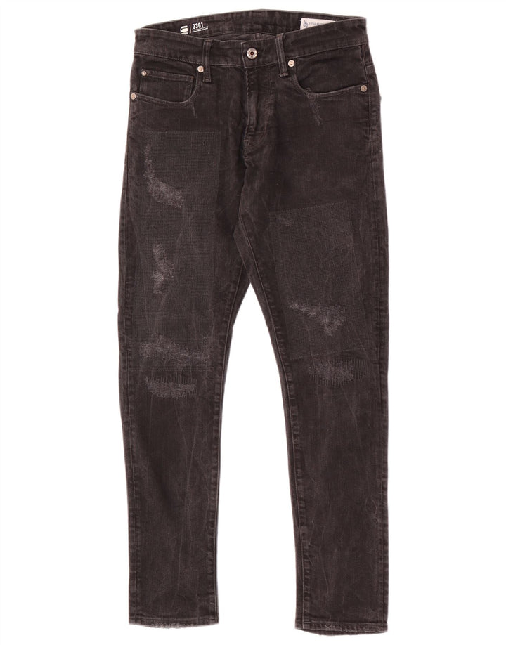 G-Star Mens 3301 Distressed Super Slim Jeans W28 L29 Black