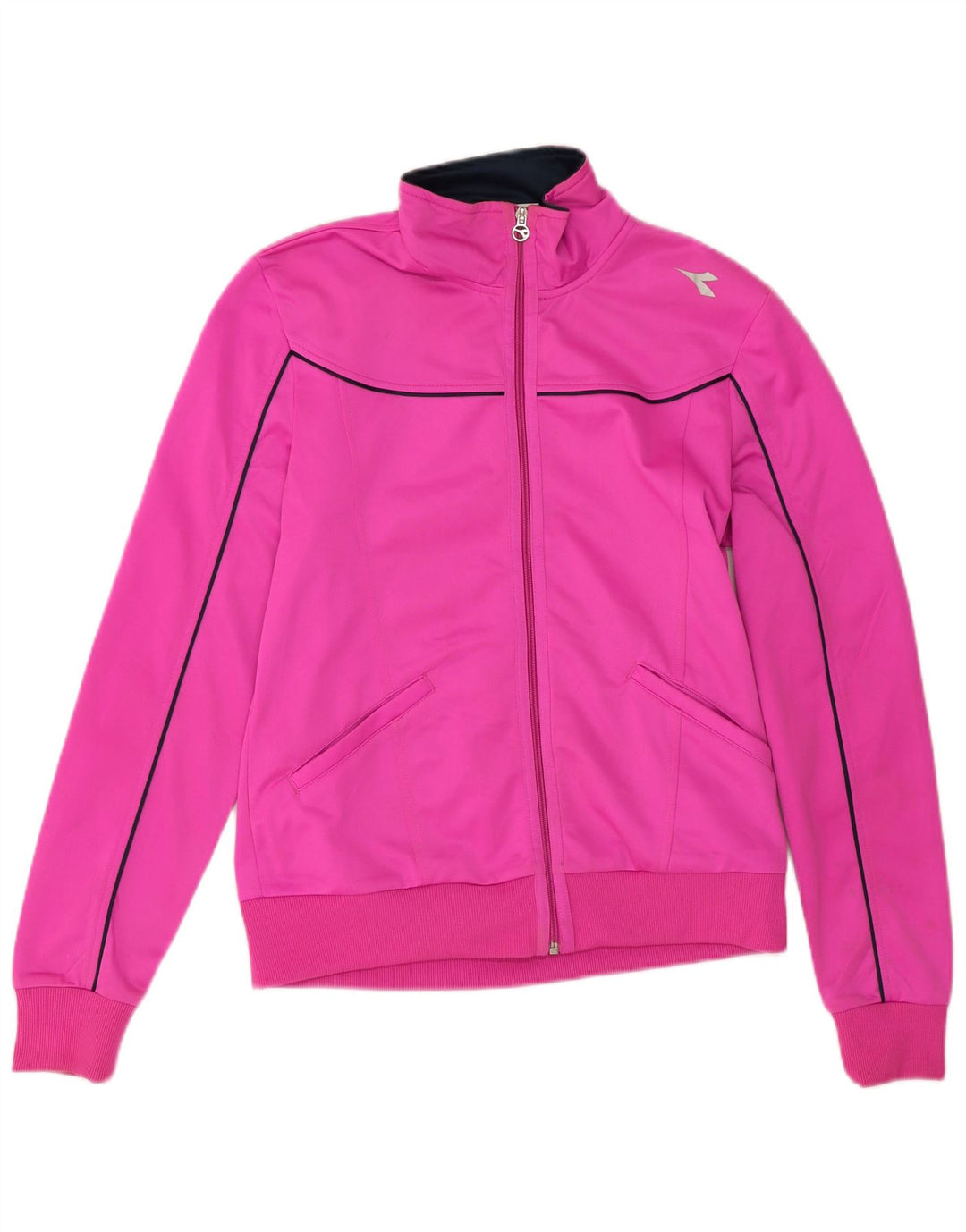 Diadora Womens Tracksuit Top Jacket UK 14 Medium Pink Polyester