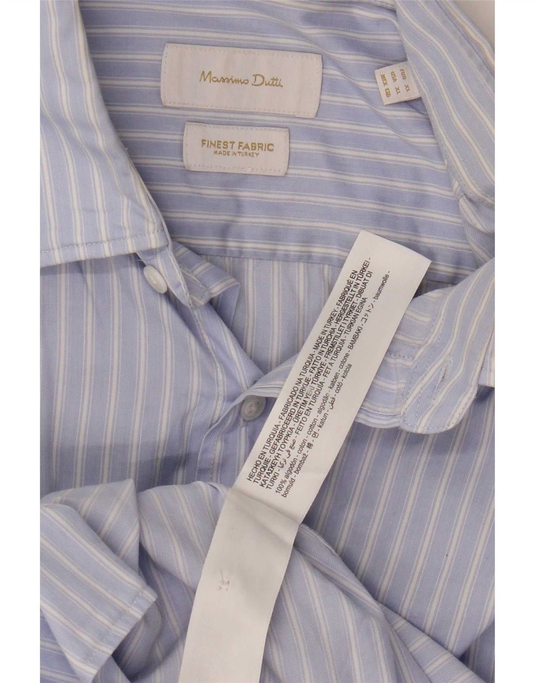 Massimo Dutti Herrenhemd XL, blaue Nadelstreifen-Baumwolle