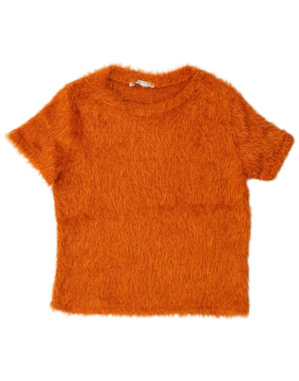 Zara Damen T-Shirt Top UK 10 Small Orange Polyester