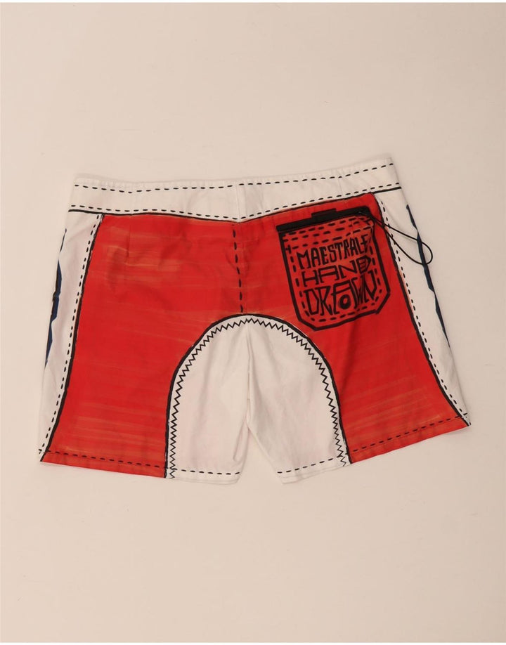 RRD Mens Graphic Swimming Shorts Large  Red Colourblock Polyester