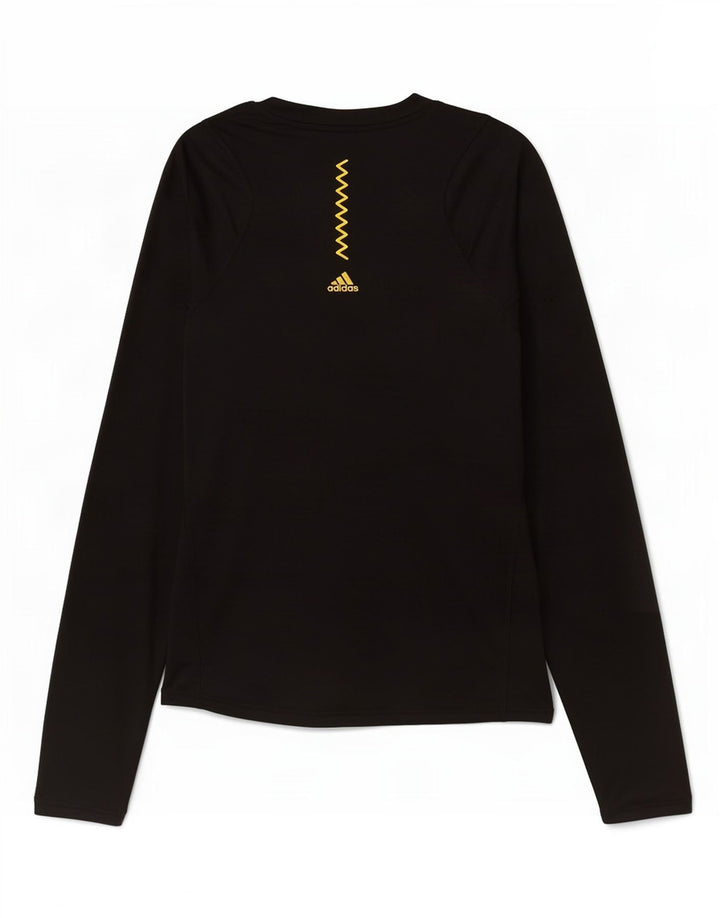 Damska koszulka graficzna Adidas z długim rękawem, UK 8/10, mały, czarny poliester