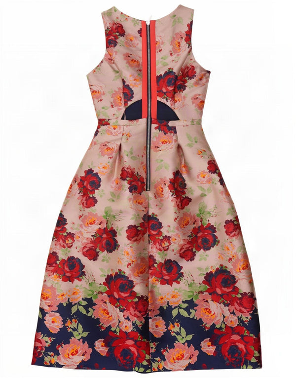 Abito tubino senza maniche da donna UK 6 XS Poliestere floreale rosa