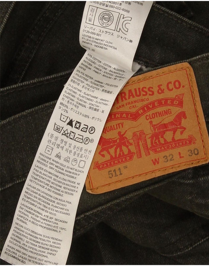Levi's Uomo 511 Slim Jeans W32 L30 Cotone Verde