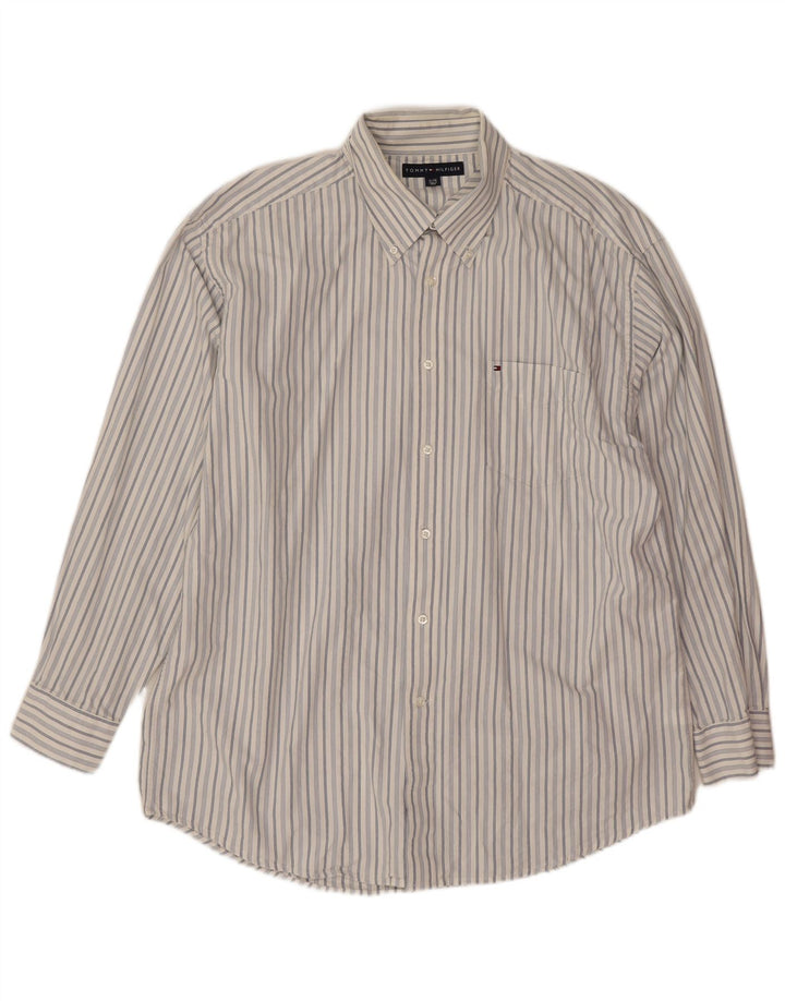 Tommy Hilfiger Mens Shirt XL White Striped Cotton
