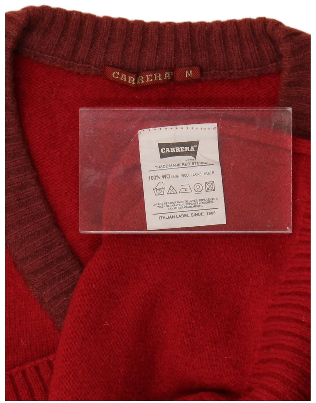 CARRERA Dame V-hals sweater UK 14 Medium Rød Uld
