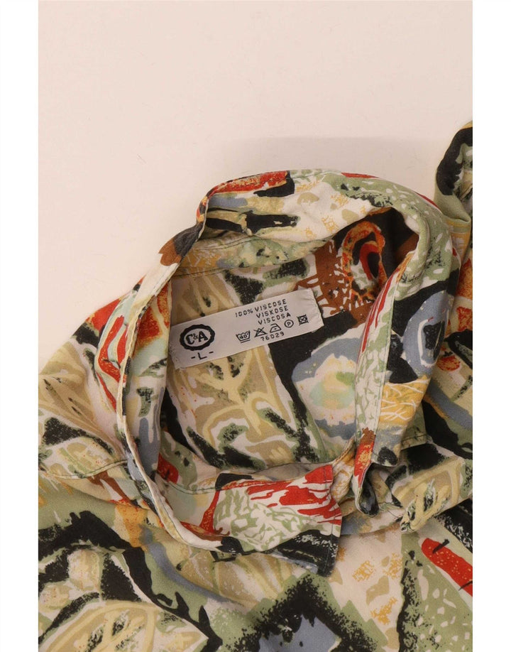C&A Chemise à Manches Courtes Homme Large Viscose Géométrique Multicolore