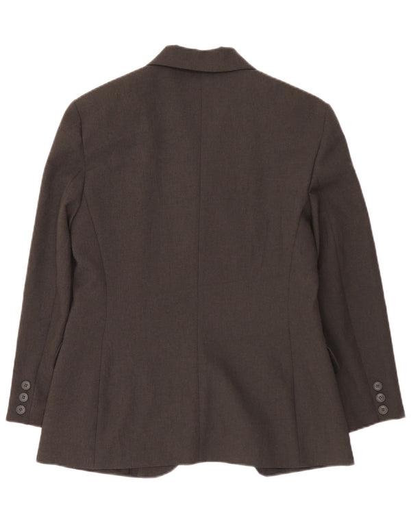 Benetton Womens 3 Button Blazer Jacket IT 44 Medium Grey Polyester