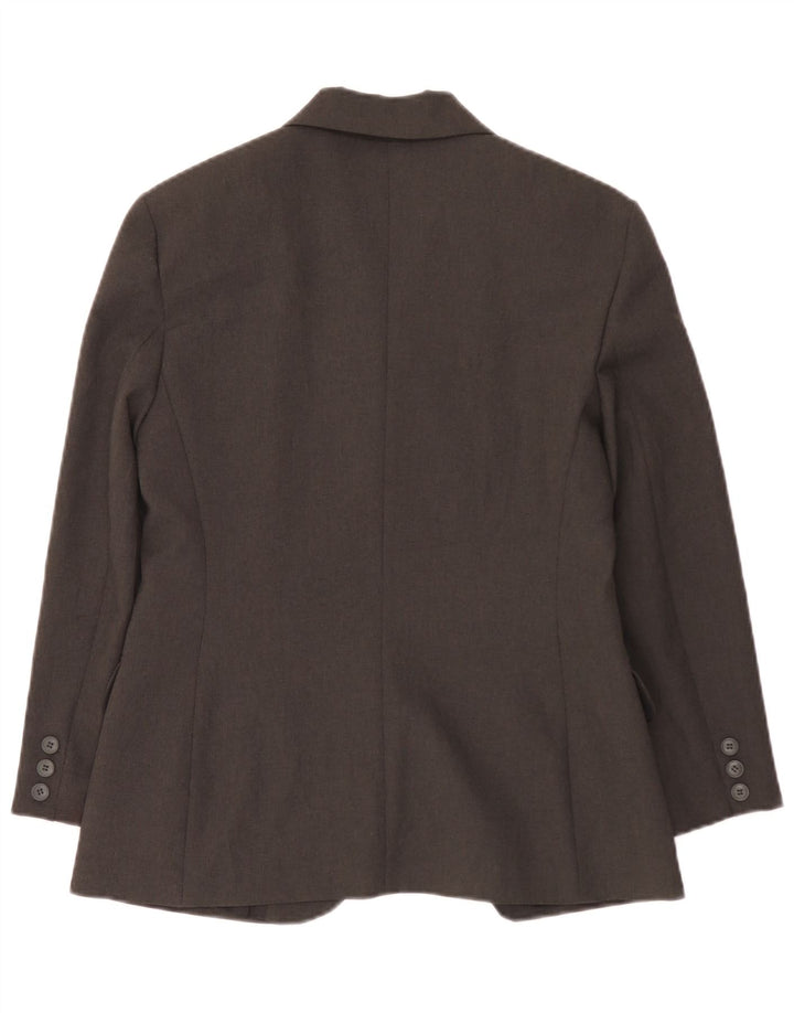 Benetton Womens 3 Button Blazer Jacket IT 44 Medium Grey Polyester