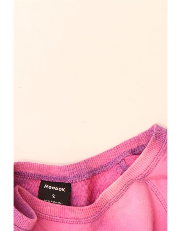 Reebok Womens Graphic Sweatshirt Jumper UK 10 Small Pink Tie Dye Polyester