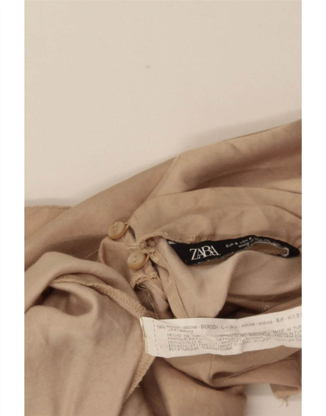 ZARA Womens Sleeveless Blouse Top UK 10 Small Beige Viscose
