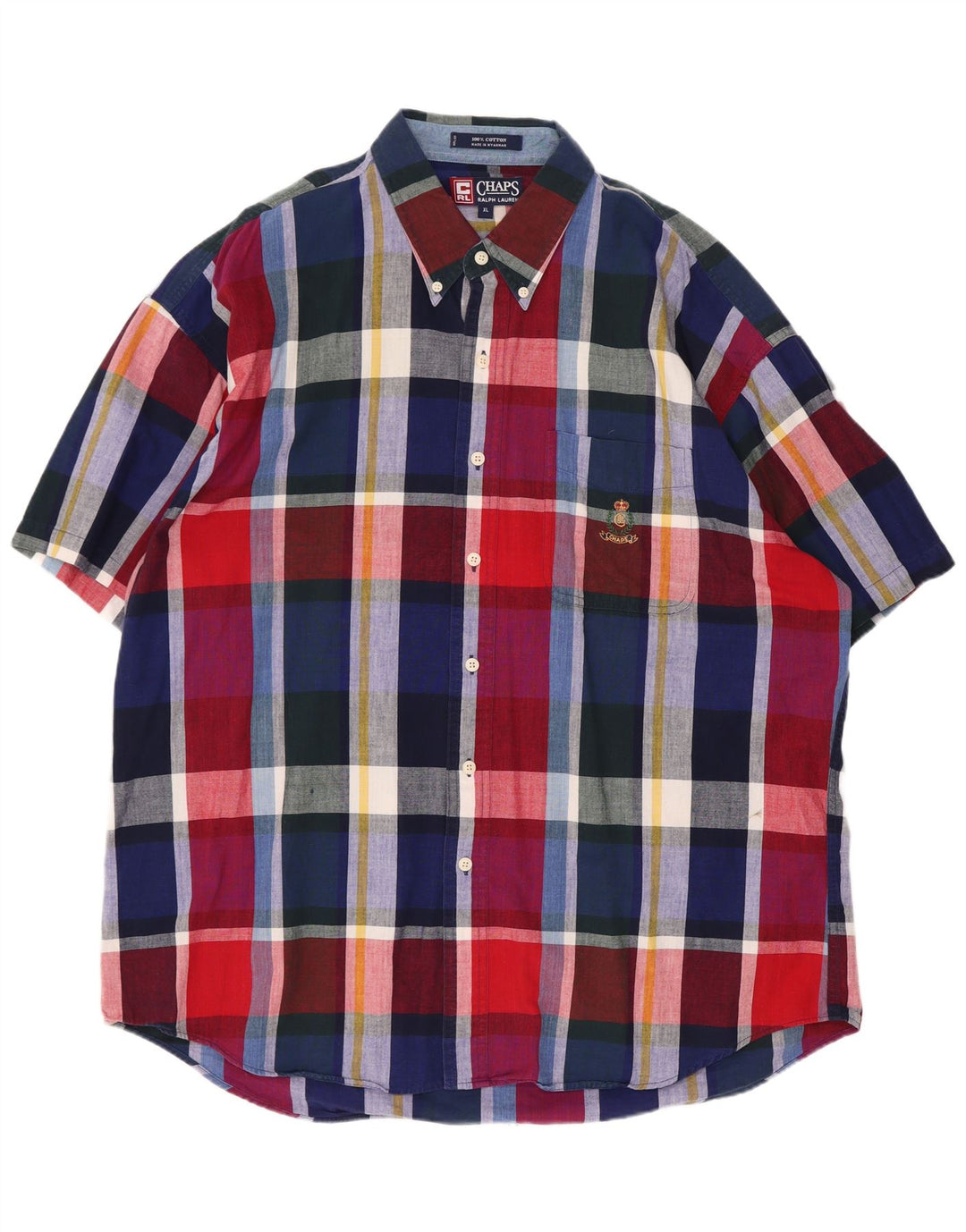 Chaps Ralph Lauren Mens Short Sleeve Shirt XL Multicoloured Check Cotton