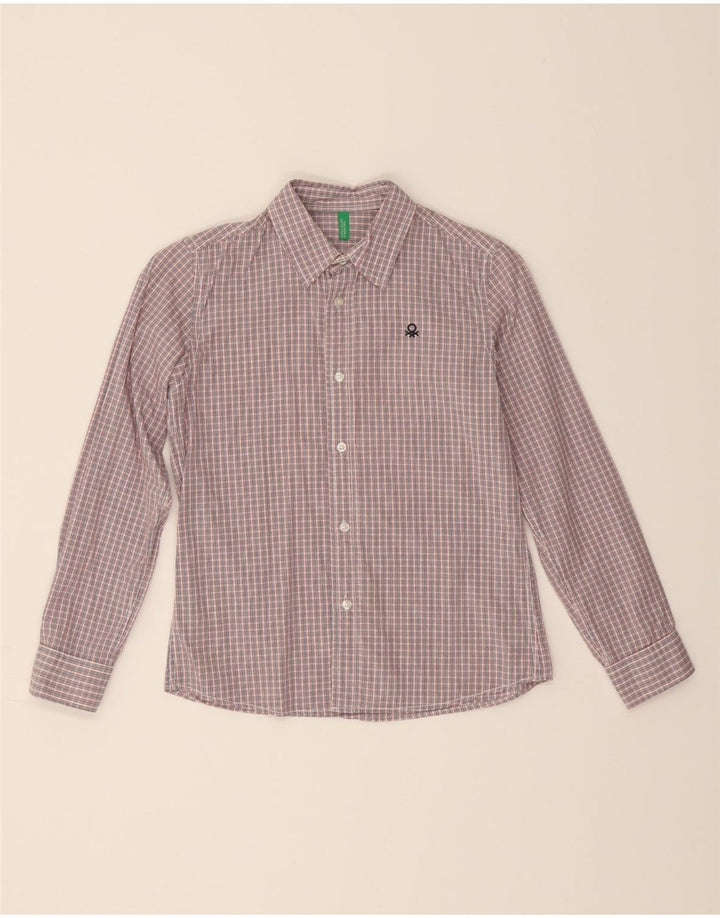 BENETTON Boys Shirt 8-9 Years Large Pink Check Cotton Vintage Benetton and Second-Hand Benetton from Messina Hembry 