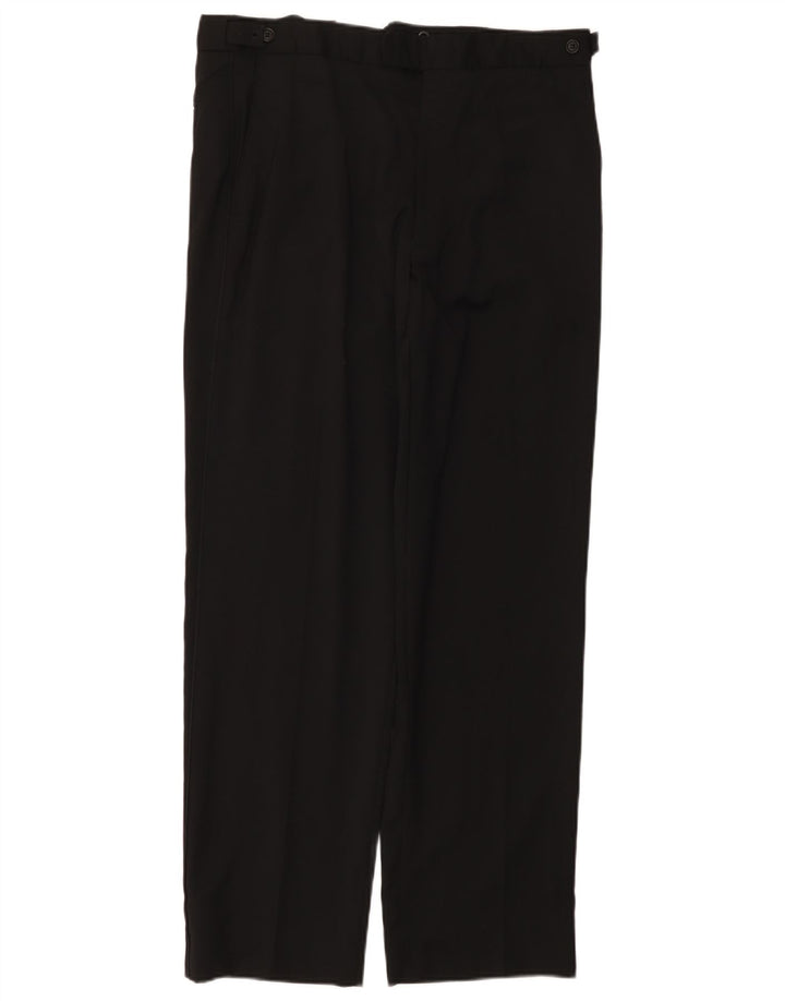 Marks & Spencer Mens Straight Suit Trousers W34 L31 Black Wool