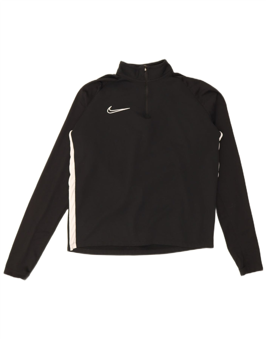 Top de trening pentru bărbați Dri Fit, cu fermoar și gât, negru, colorblock