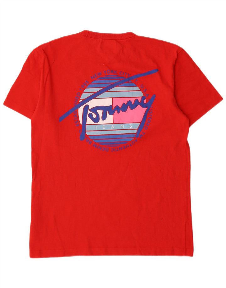 Tommy Hilfiger Herre grafisk T-shirt Top Medium Rød Bomuld