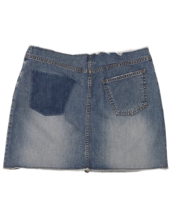 Gonna midi in denim da donna Oasis UK 16 grande W34 cotone blu
