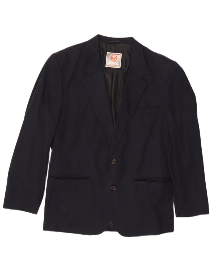 Stefanel Mens 2 Button Blazer Jacket UK 38 Medium Navy Blue Cotton