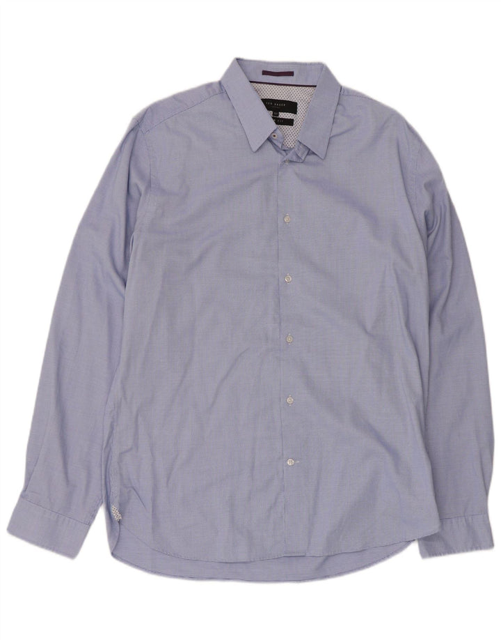 Ted Baker Mens Slim Fit Shirt Size 16 1/2 Large Blue Check Cotton