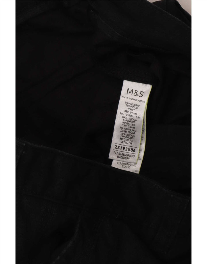 Marks & Spencer Mens Straight Cargo Trousers W38 L31 Black Cotton