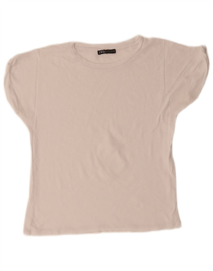 ZARA Womens Crop T-Shirt Top UK 12 Medium Beige