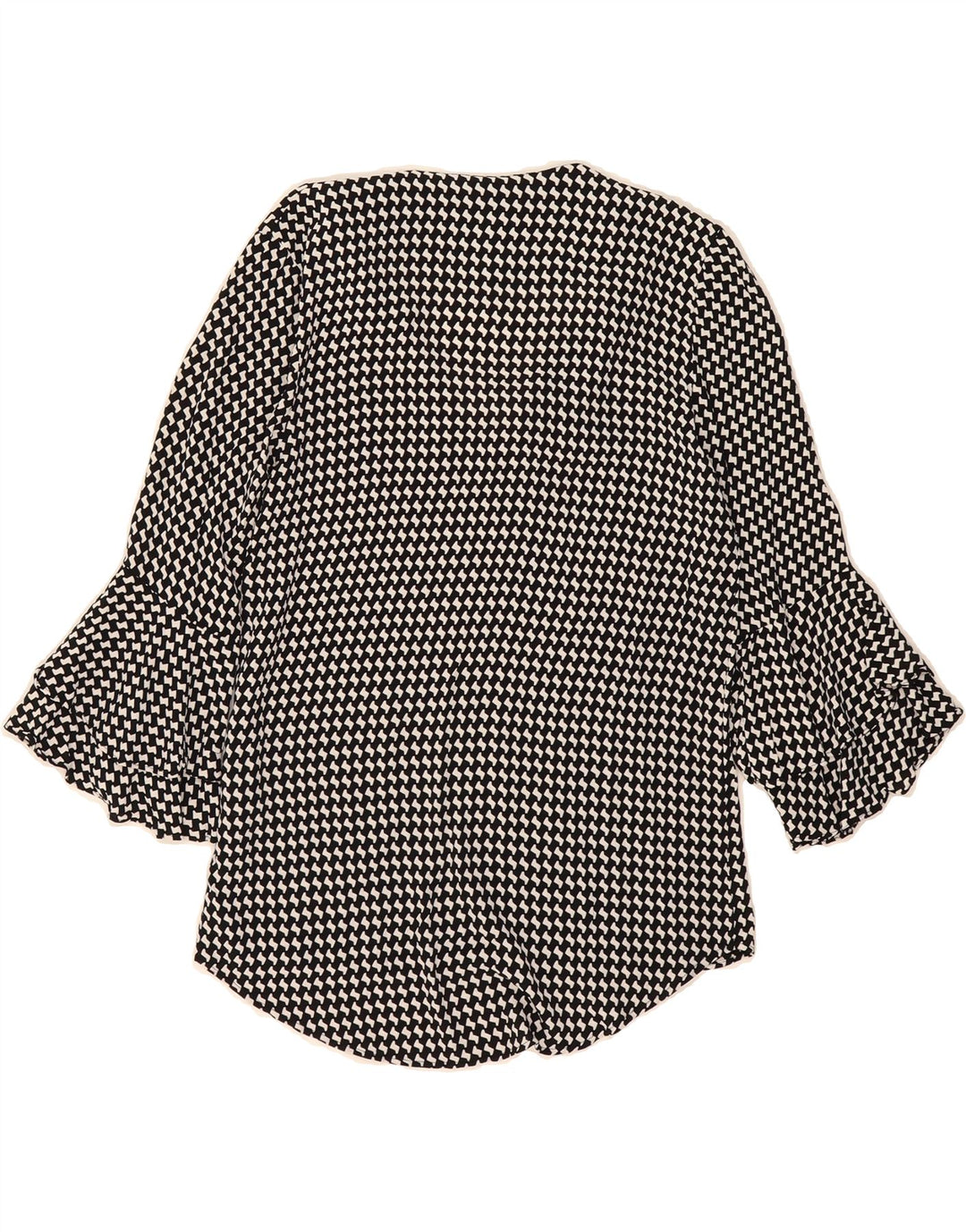 ZARA Womens Abstract Pattern 3/4 Sleeve Blouse Top UK 2 XS Black Viscose Vintage Zara and Second-Hand Zara from Messina Hembry 