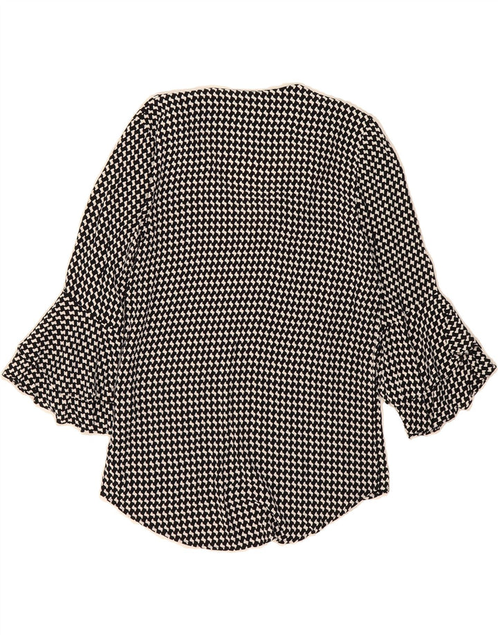 ZARA Womens Abstract Pattern 3/4 Sleeve Blouse Top UK 2 XS Black Viscose Vintage Zara and Second-Hand Zara from Messina Hembry 