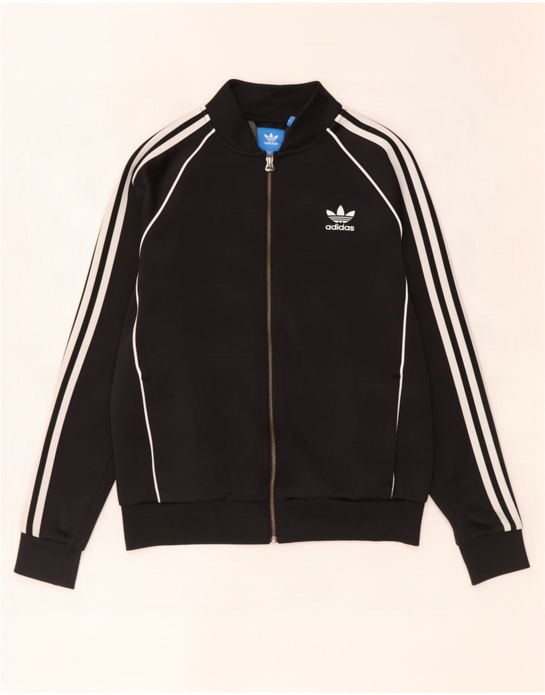 Adidas Womens Tracksuit Top Jacket UK 14 Medium Black Polyester