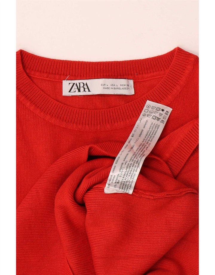 Zara Womens Crop Vest Top UK 14 Large Red Viscose