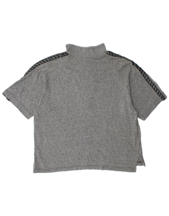 Camiseta masculina ASICS com decote em zíper e algodão cinza grande