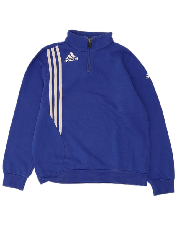 Adidas Sweat-shirt col zippé garçon 13-14 ans Bleu Coton