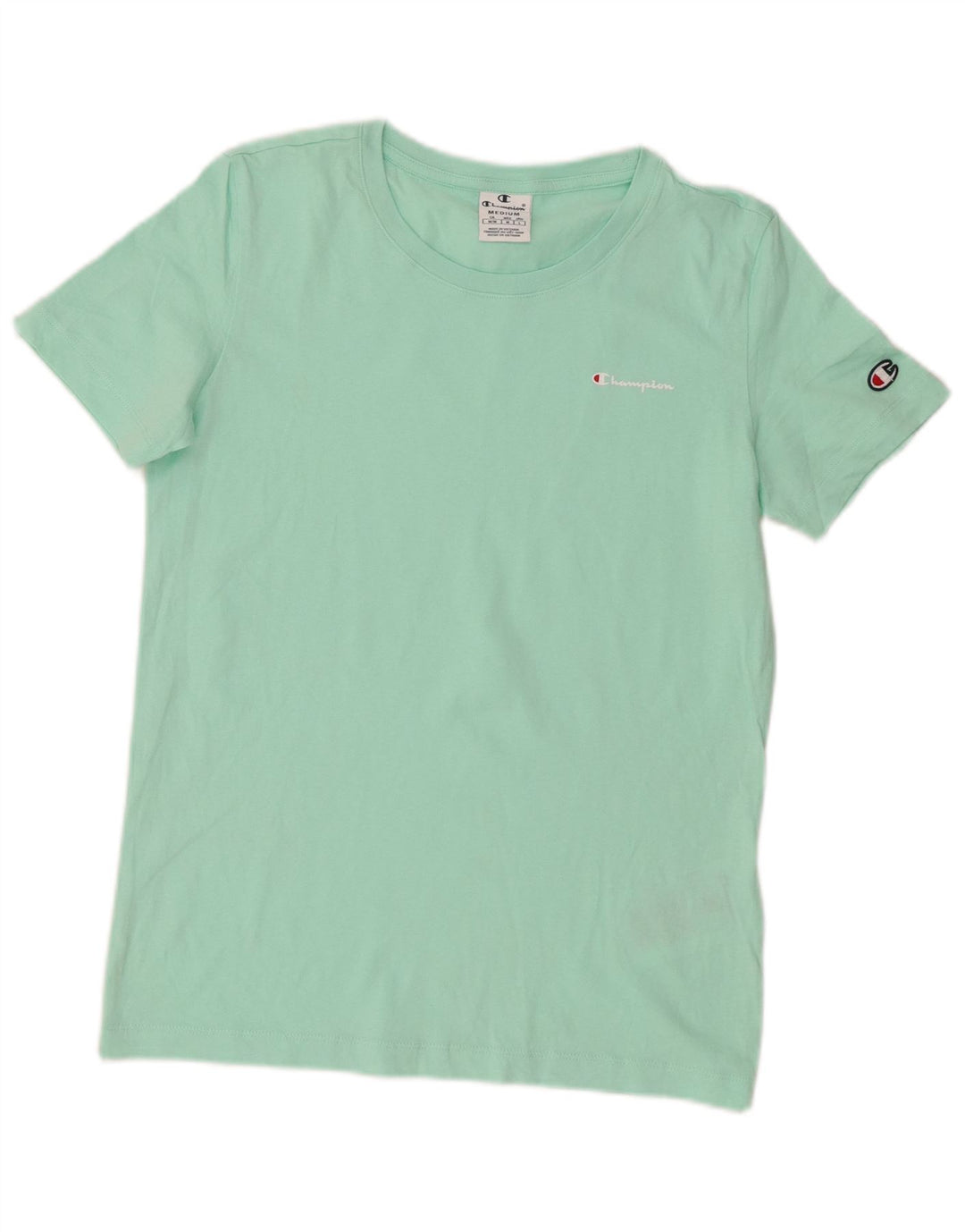 Champion Womens T-Shirt Top UK 12 Medium Turquoise Cotton
