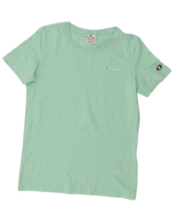 Champion Womens T-Shirt Top UK 12 Medium Turquoise Cotton