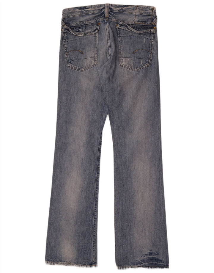 G-Star Mens Distressed Bootcut Jeans W32 L36 Blue Cotton