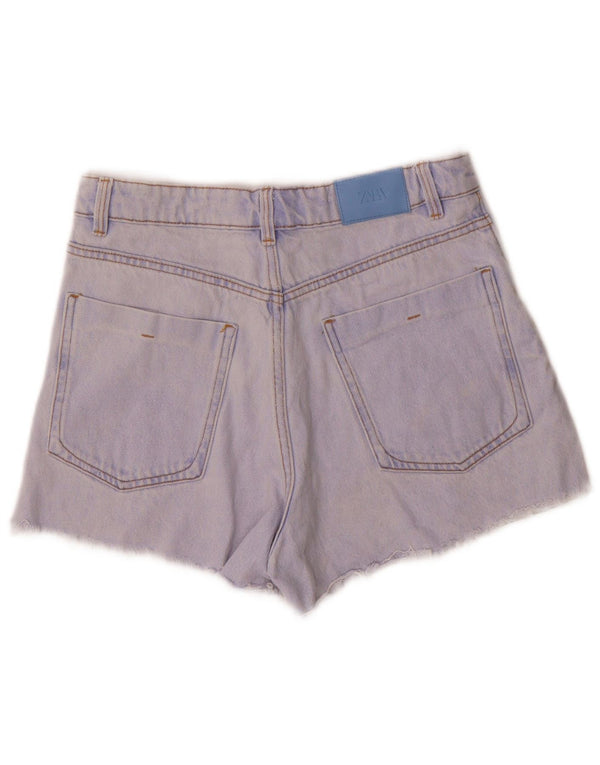 Pantaloncini di jeans a vita alta da donna Zara EU 36 XS W26 cotone blu