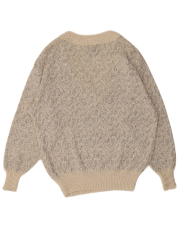 Damski sweter C&A z dekoltem w kształcie litery V, EU 44 XL, bawełna w kolorze złamanej bieli Paisley